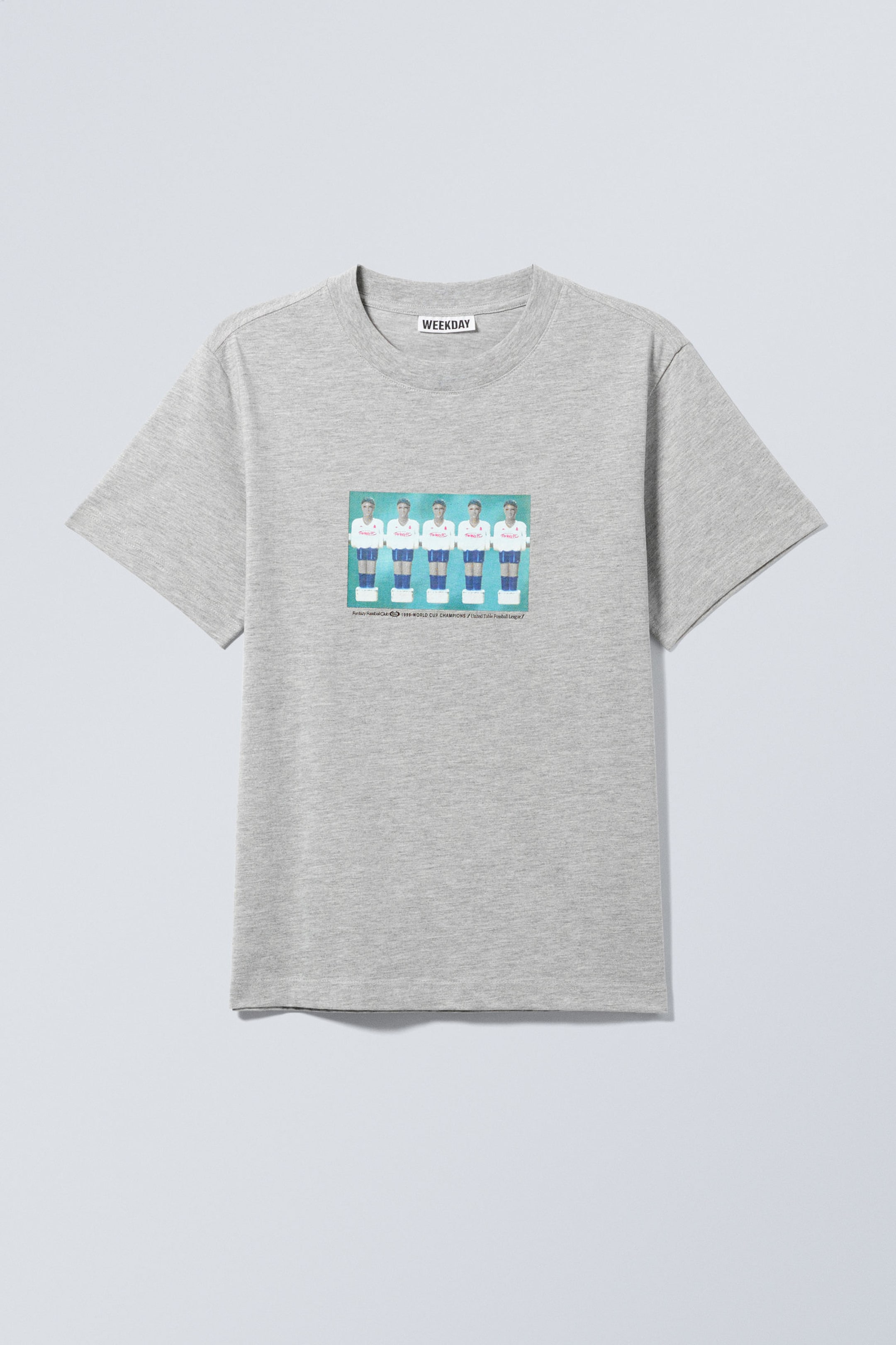 Light Grey - Fussball Team - Boxy Graphic Printed T-Shirt - 0