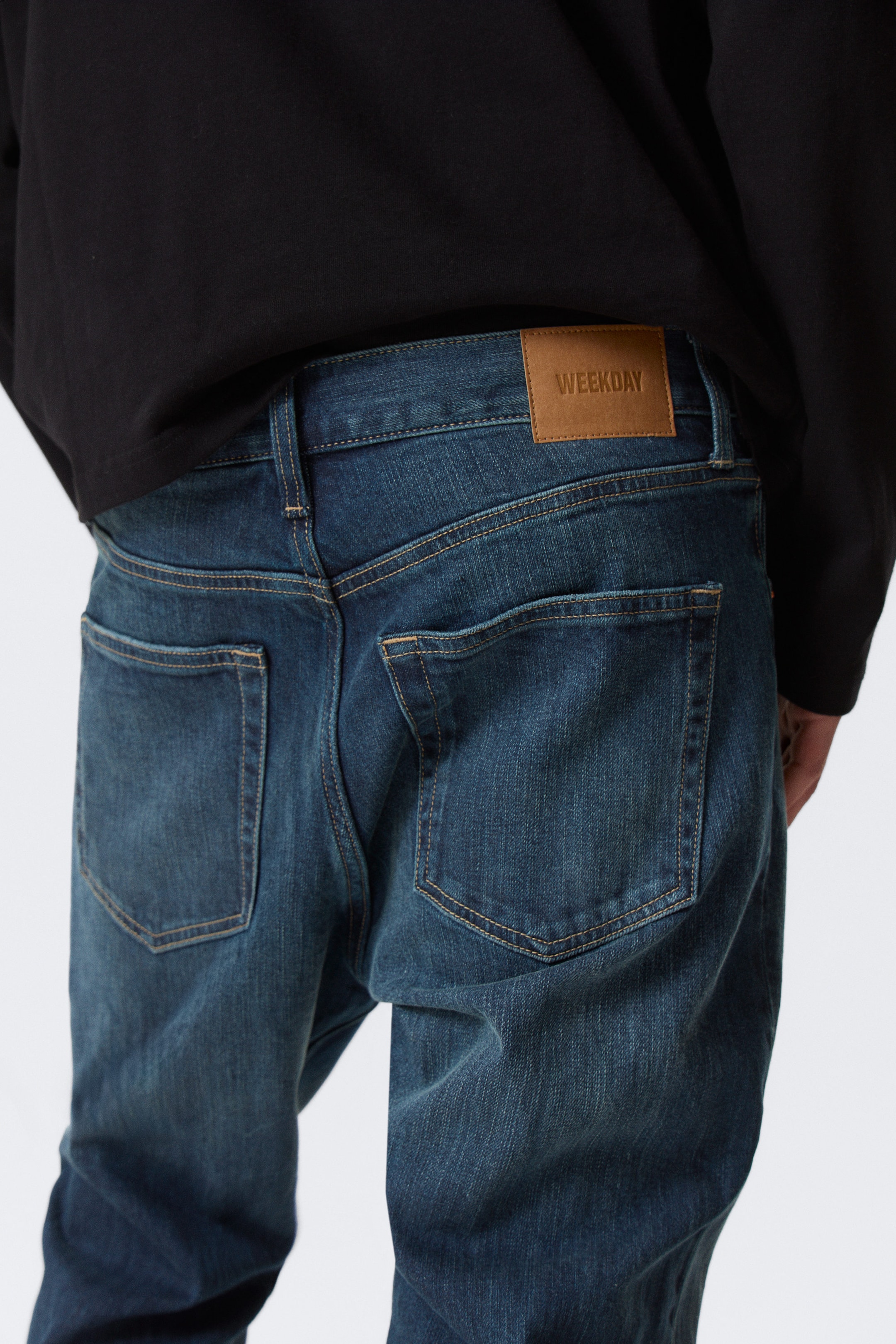 Deep Sea Blue - Dark Blue - Orion Mid Rise Slim Fit Straight Leg Jeans - 3