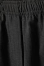 Dark Grey Melange - Pinstripe - Wide Pull On Suiting Trousers - 1