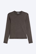 Washed Dark Brown - Ribbed Long-Sleeved T-shirt - 4