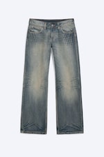 Hazy Blue - Medium Blue - Messy Low Rise Regular Straight Jeans - 0