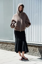 Mörk Mullvad - Oversized bonded scuba-hoodie - 0