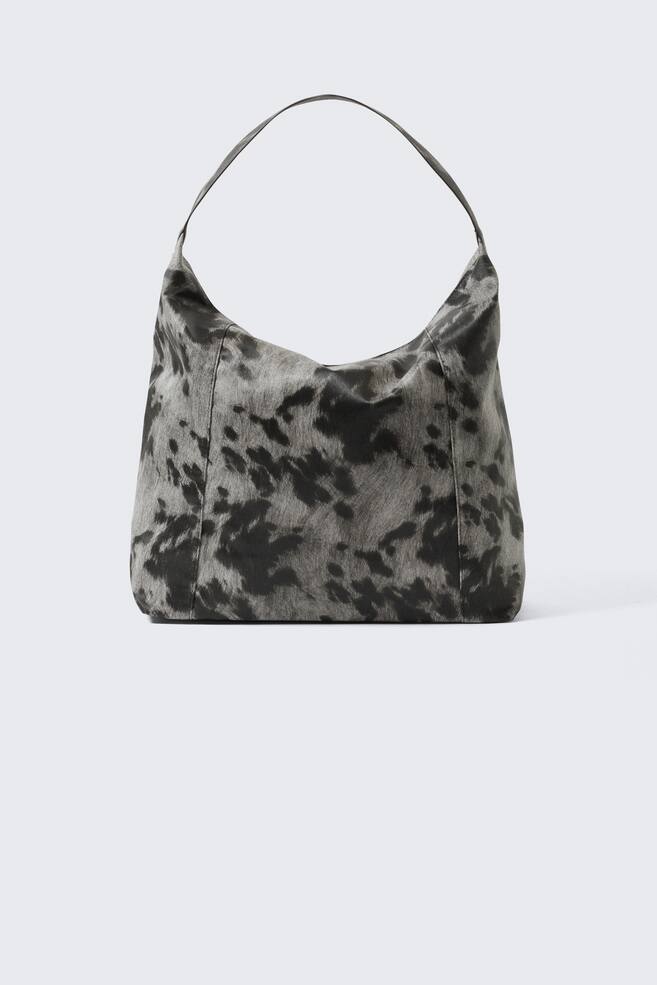Square Cow Shoulder Bag - Black & White - Cow Print - 1