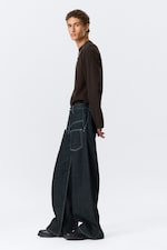 Blue Rinse - Dark Blue - Solar Deconstructed Loose Wide Leg Jeans - 2