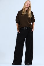 Black - Low Waist Wide Suiting Trousers - 0