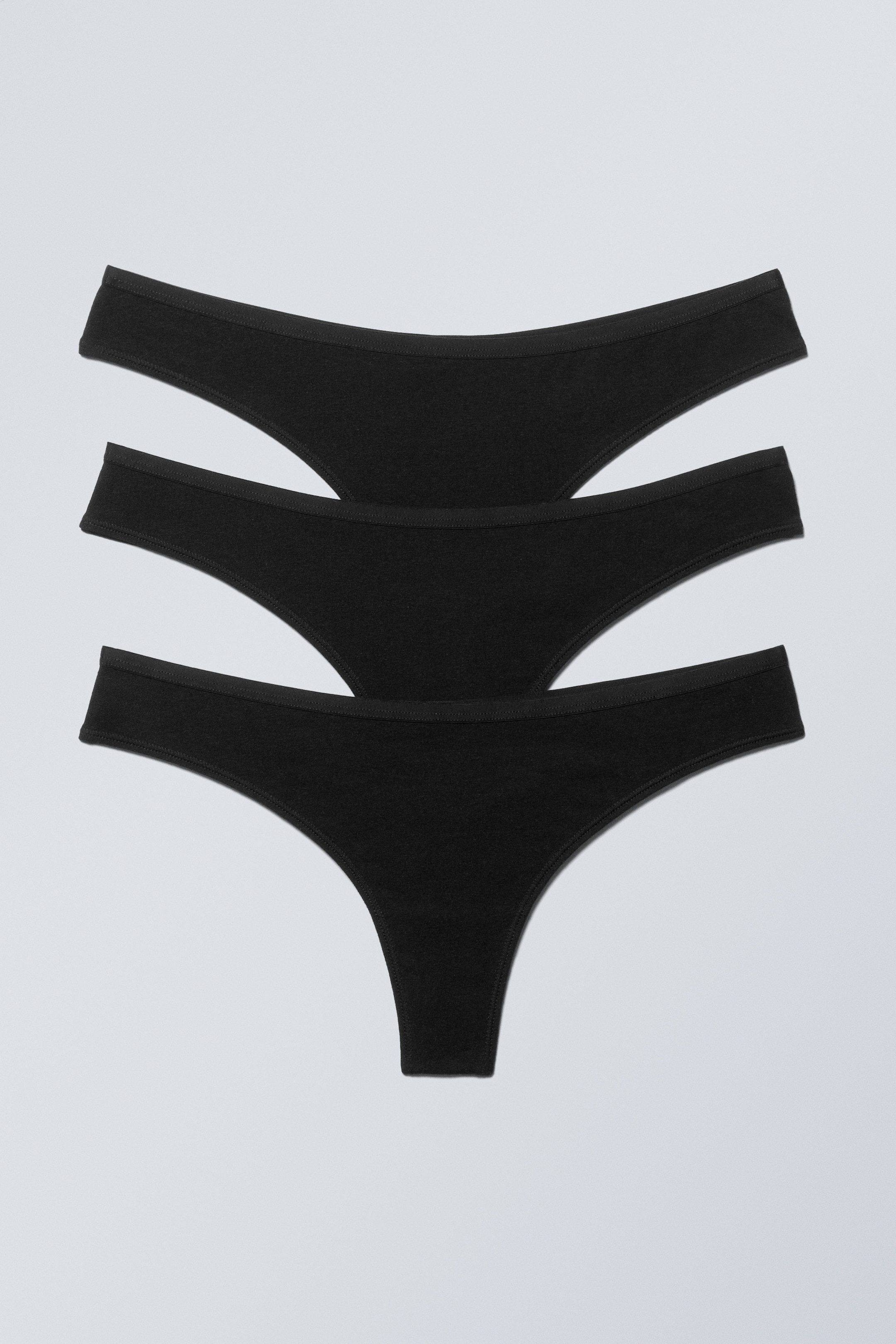 Svart - 3-pack stringtrosor i mjuk bomull - 1