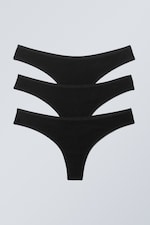 Svart - 3-pack stringtrosor i mjuk bomull - 0