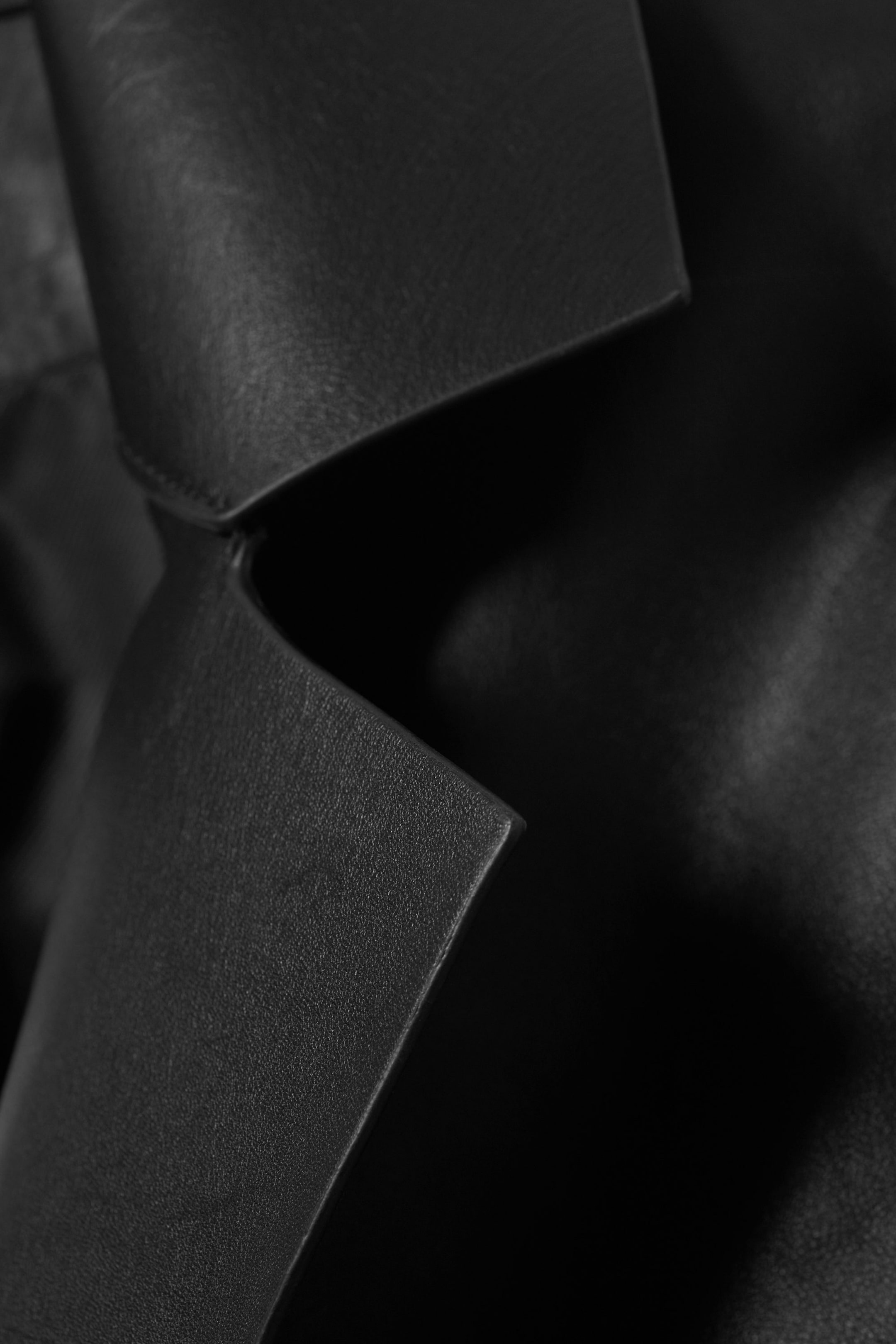 Black - Single-Breasted Leather Coat - 5