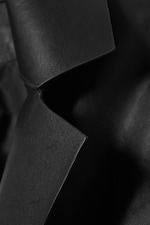 Black - Single-Breasted Leather Coat - 5