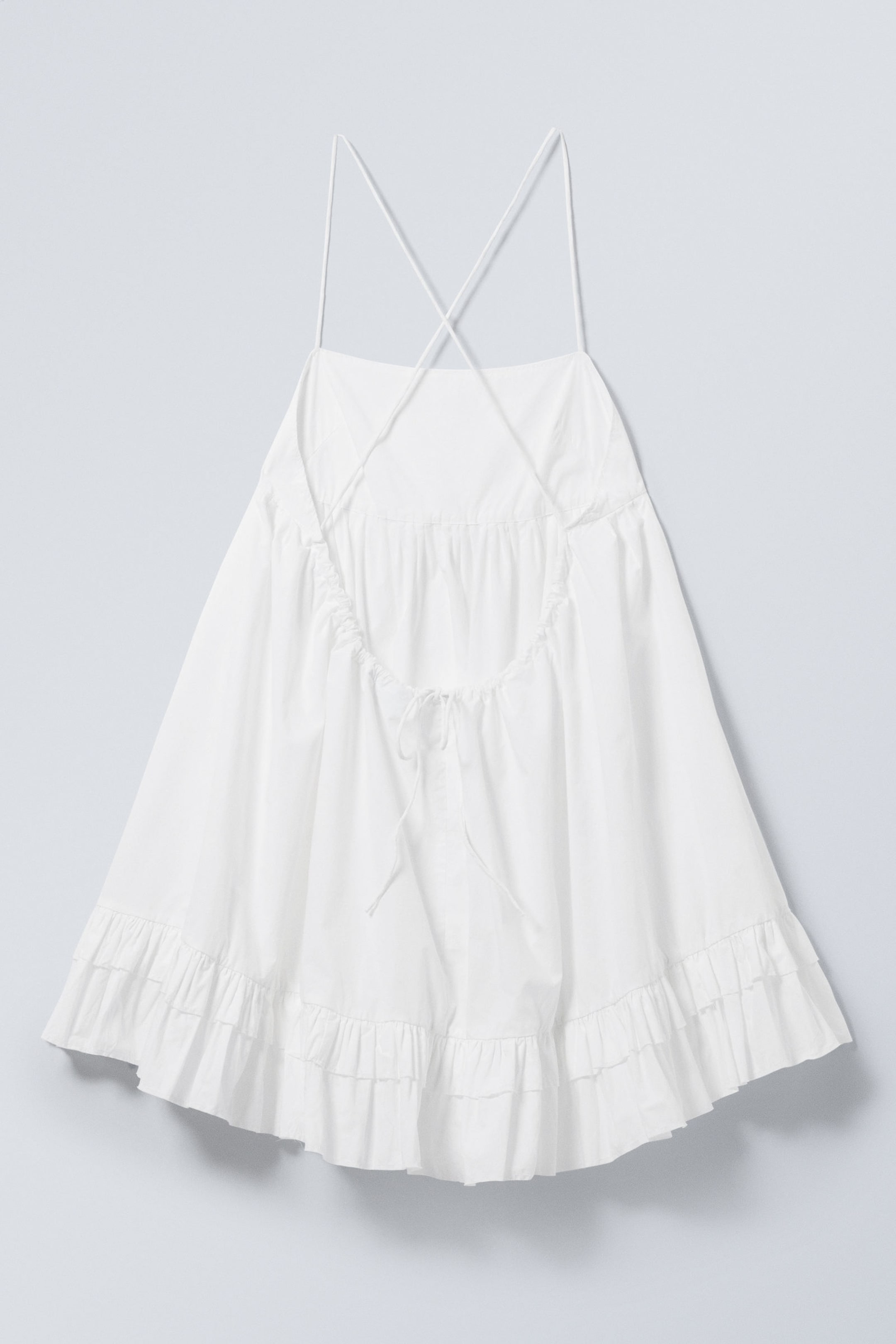 White - Mini Poplin Strap Dress - 5