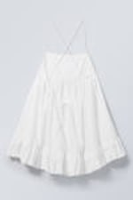 White - Mini Poplin Strap Dress - 5