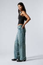 Cyan Dust - Medium Blue - Ample Low Rise Loose Wide Leg Jeans - 2