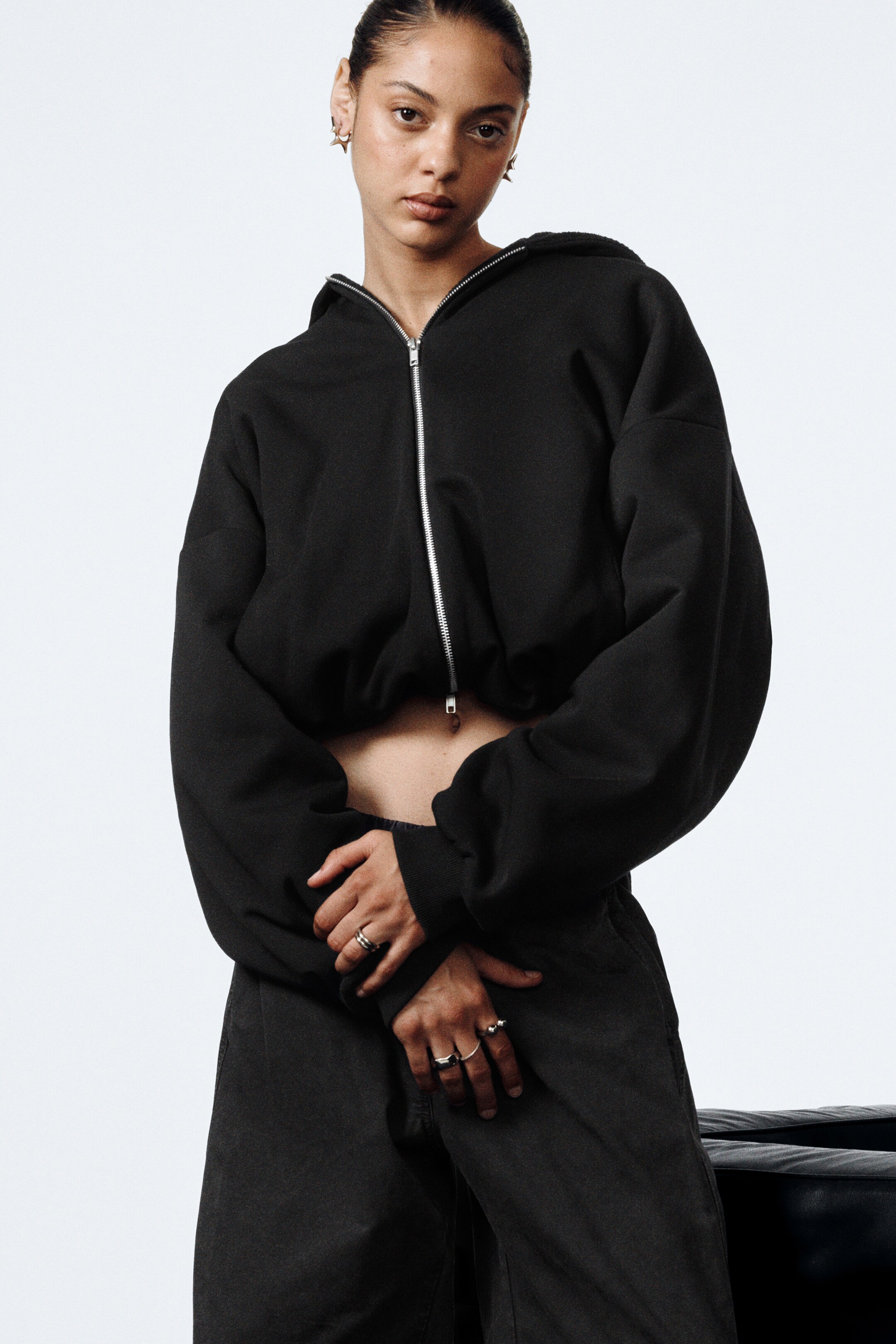Agrandir l'image: Sweat à capuche zippé oversize en polaire - Noir - FEMME | H&M BE 3