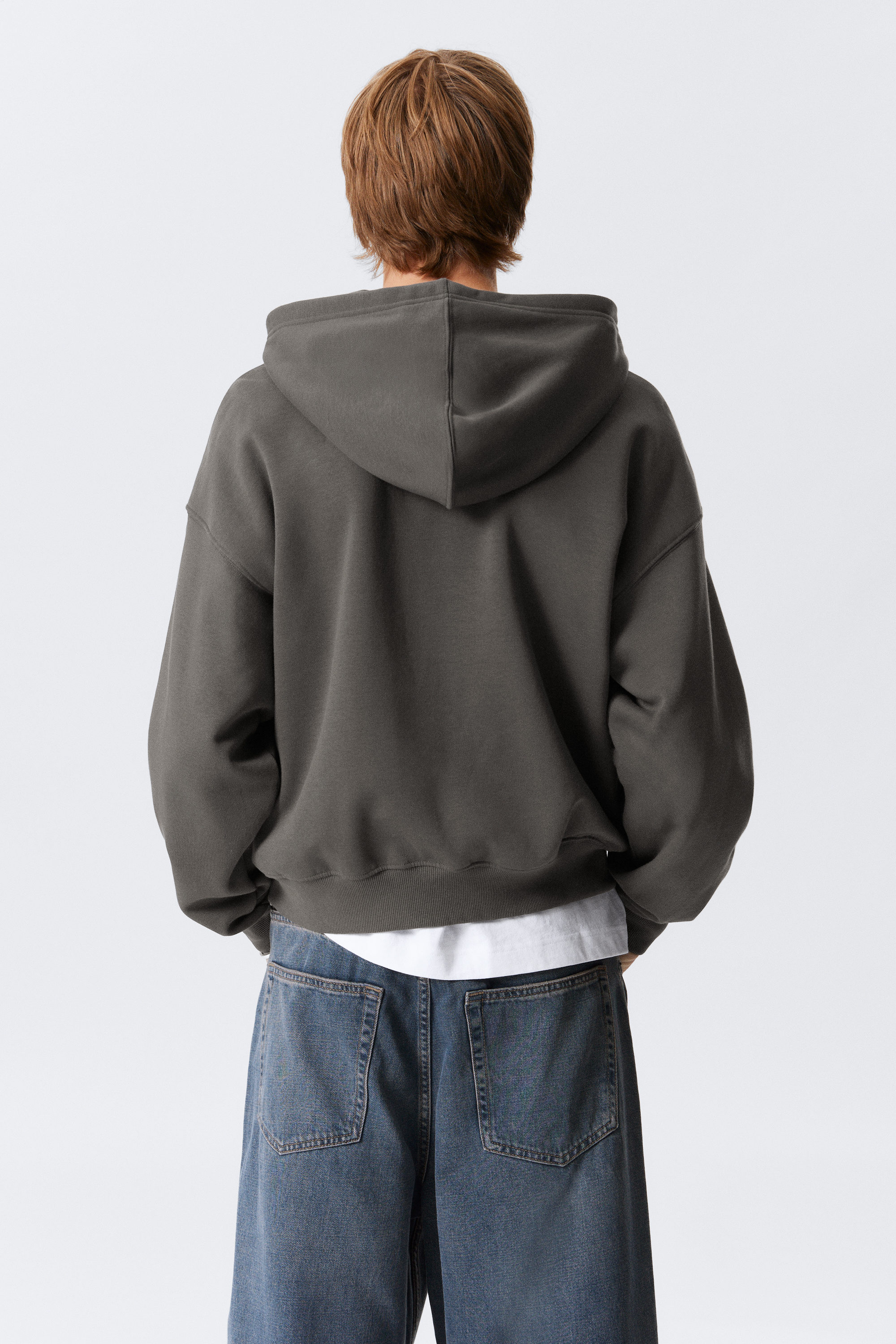 Grey - Boxy Midweight Zip Hoodie - 2