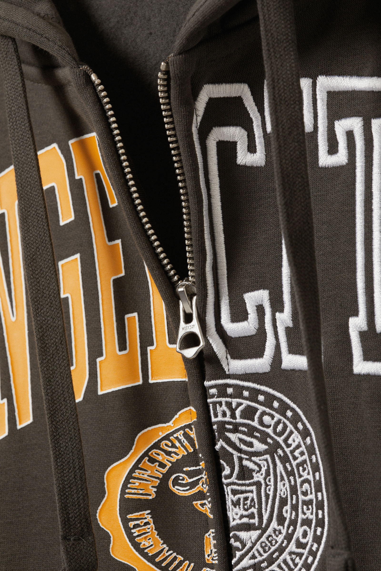 boxy graphic zip hoodie - Dark Grey - Angel City | Weekday EU