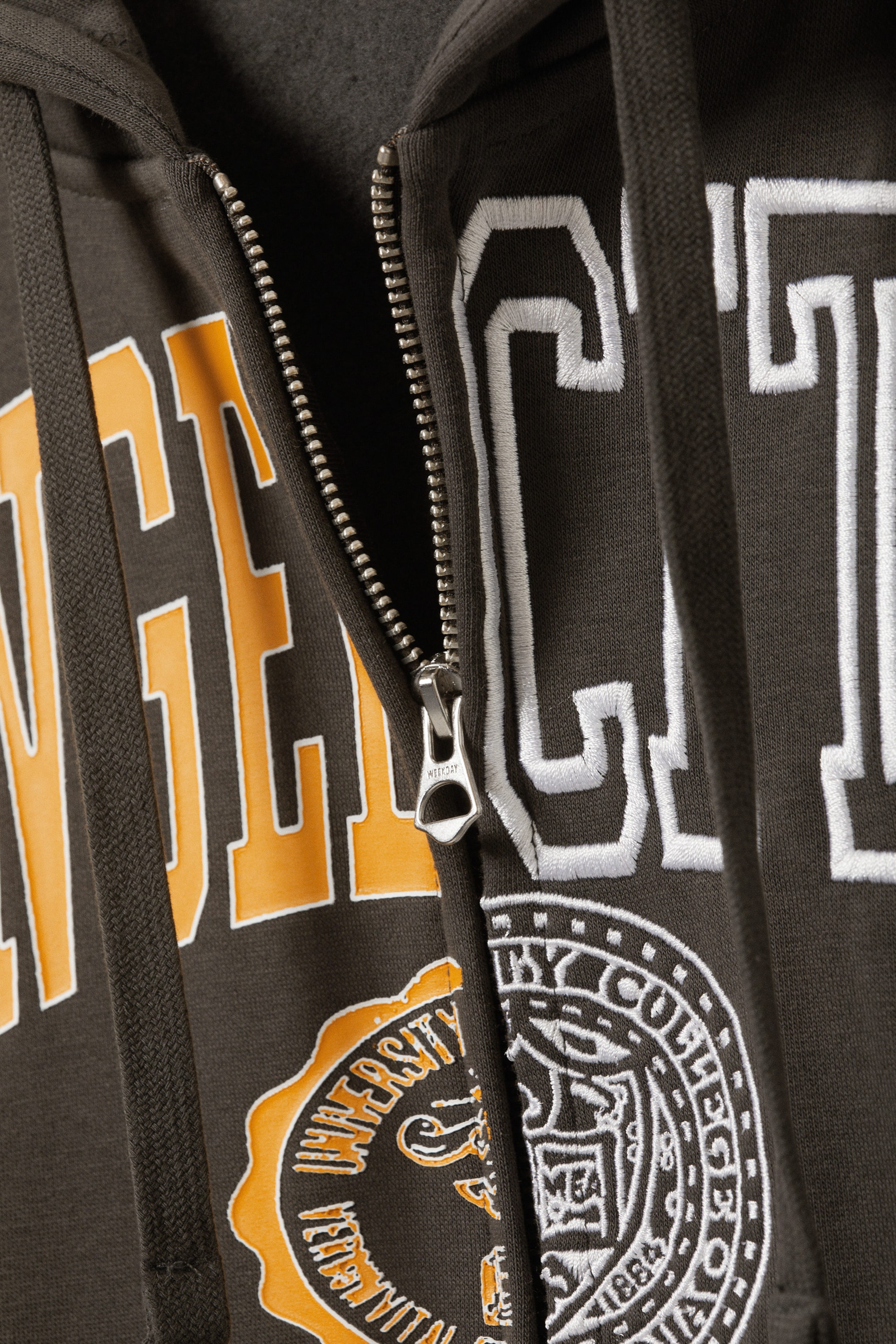 Dark Grey - Angel City - Boxy Graphic Zip Hoodie - 1