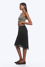 Black - A-Line Midi Skirt - 2