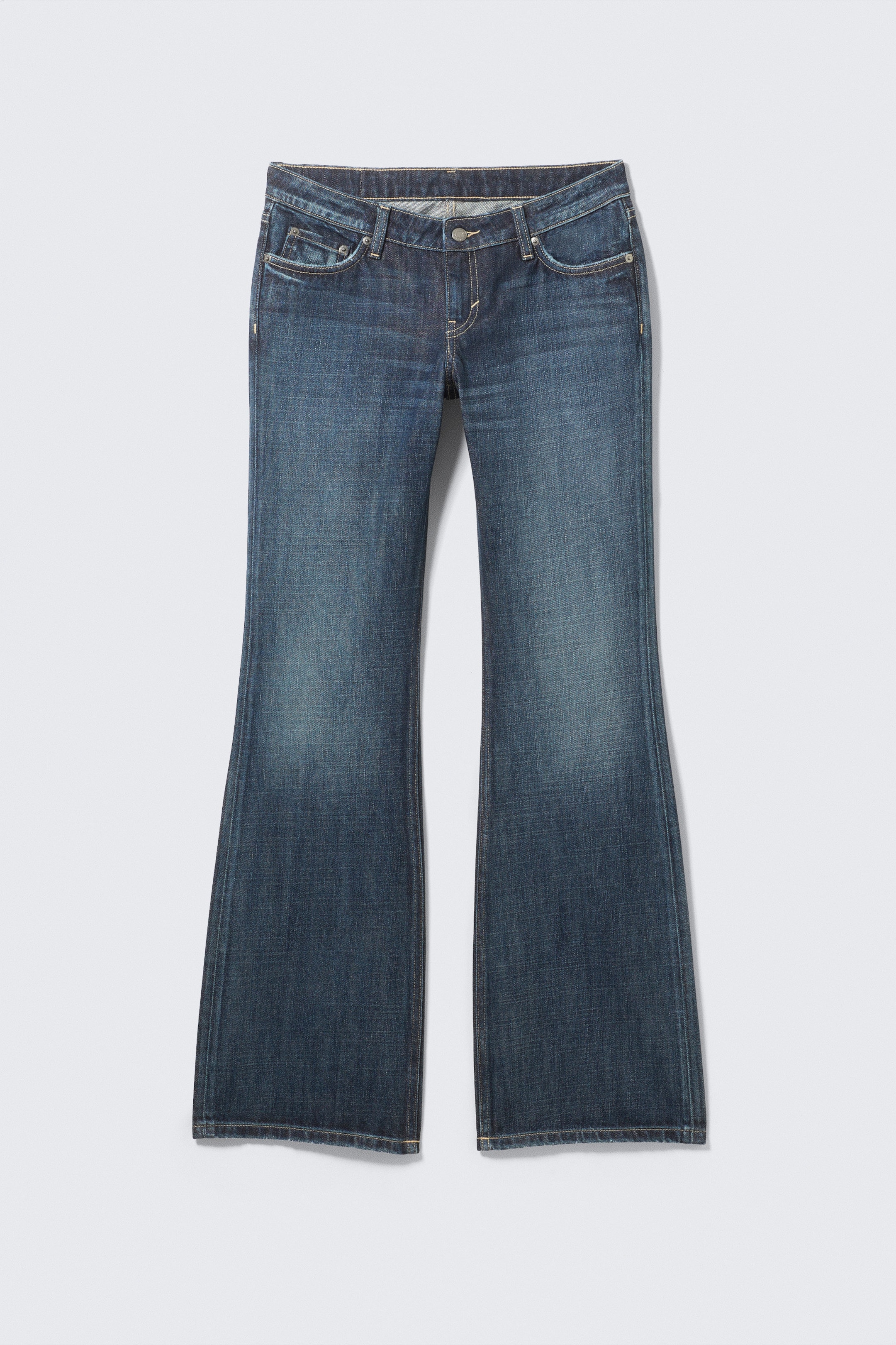 Deep Sea Blue - Dark Blue - Nova Low Rise Slim Bootcut Leg Jeans - 1