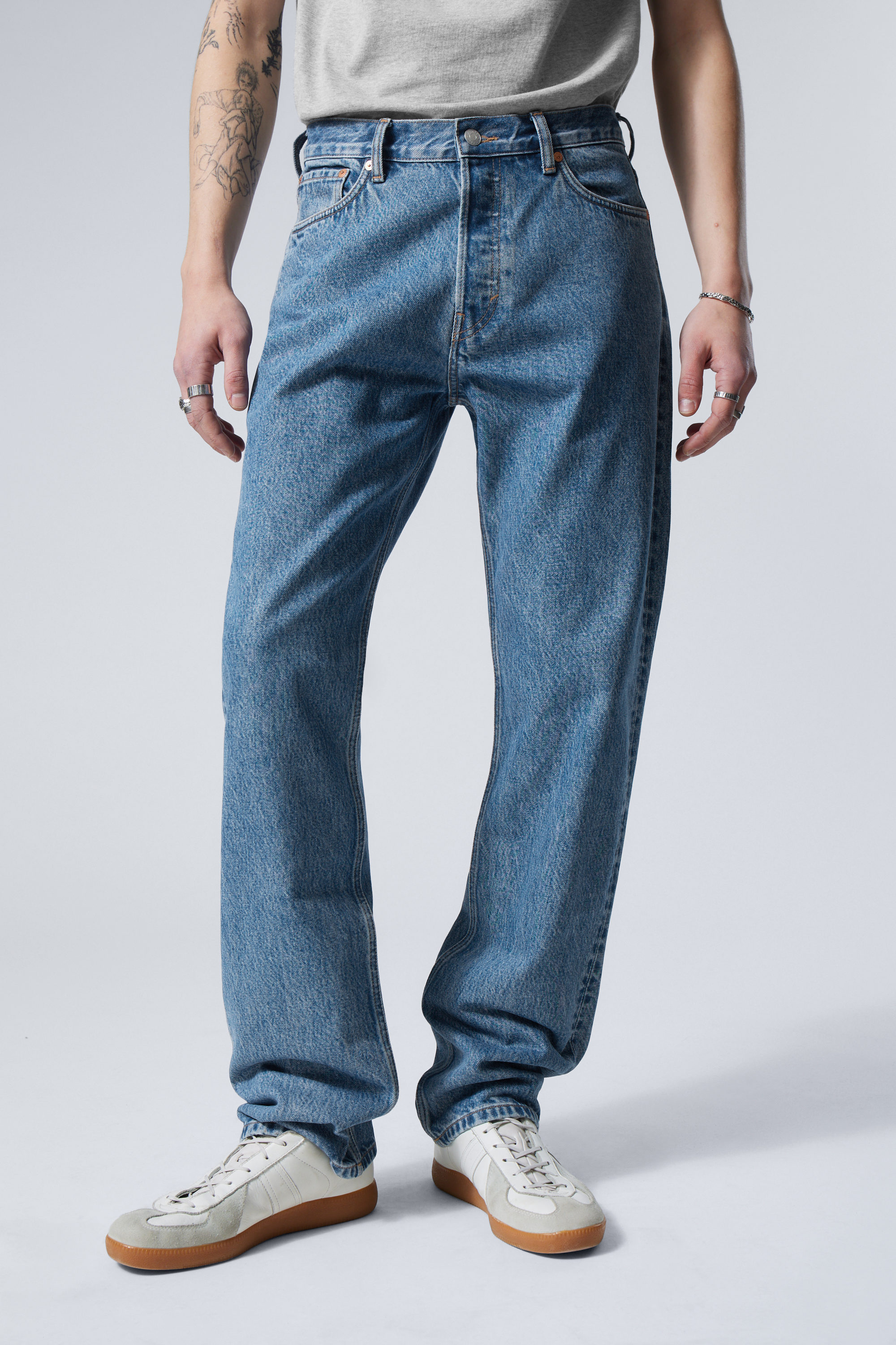 90s Blue - Mittelblau - Space Relaxed Straight Leg Jeans - 2