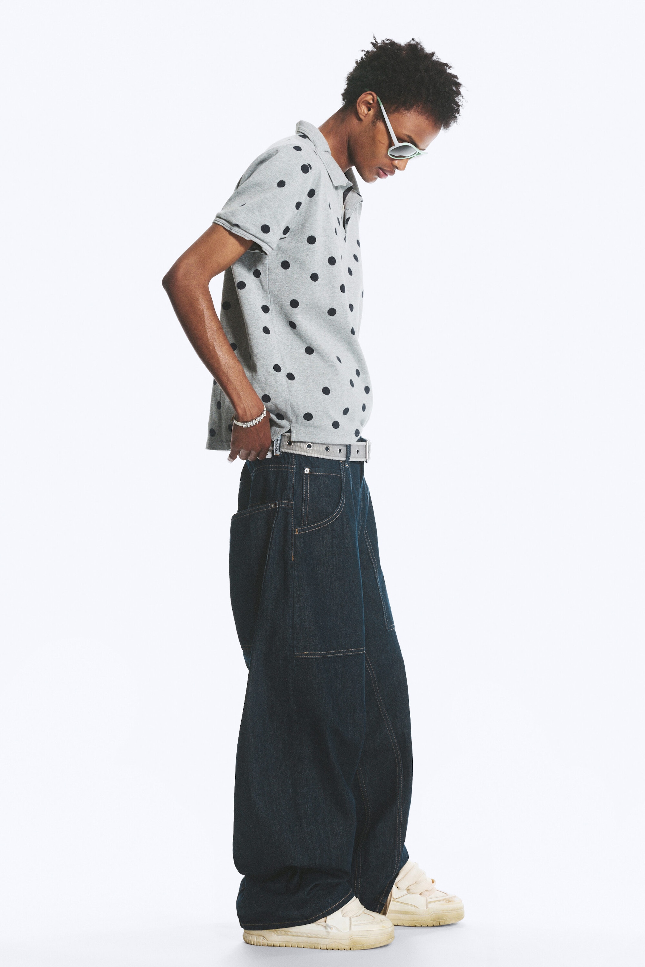 Blue Rinse - Dark Blue - Dunno Unisex Low Rise Loose Barrel Jeans - 3