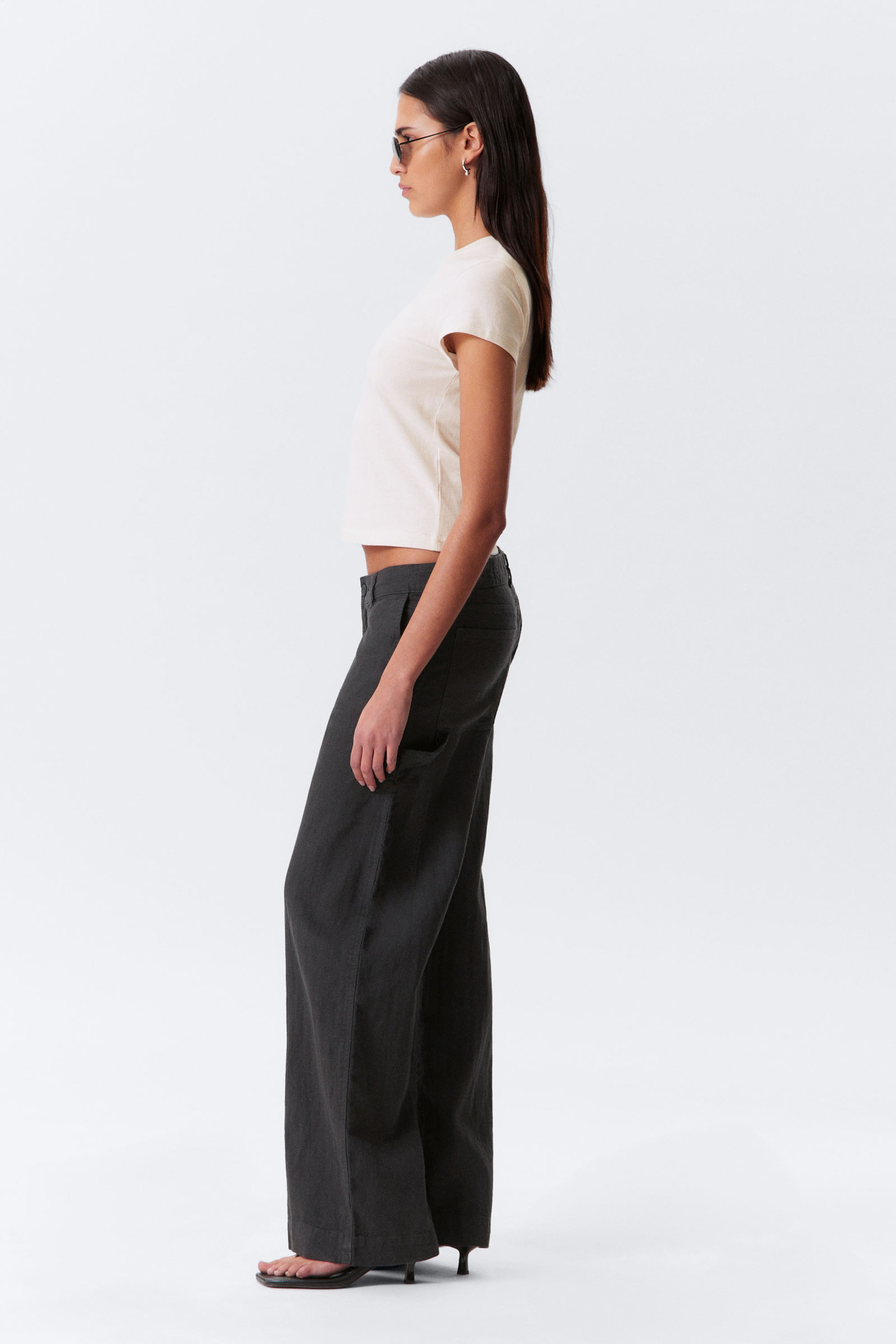 #3A3A3D - Loose Carpenter Linen Blend Trousers - 2