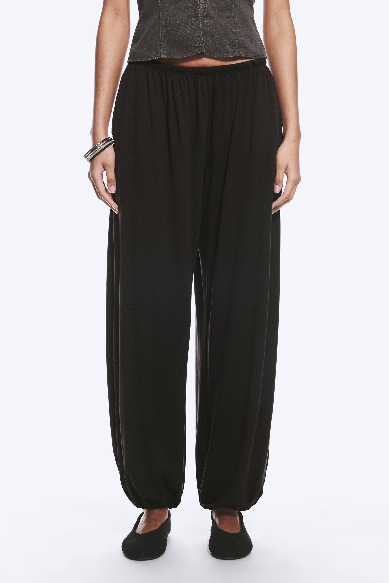 Soft Mid-Rise Balloon Trousers - Dark Brown/White/Grey Melange/Black - 3