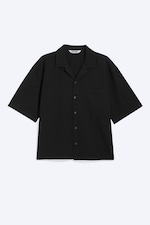 Black - Loose Short-Sleeved Resort Shirt - 3