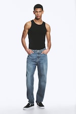 Radio Blue - Medium Blue - Ray Mid Rise Relaxed Tapered Leg Jeans - 0