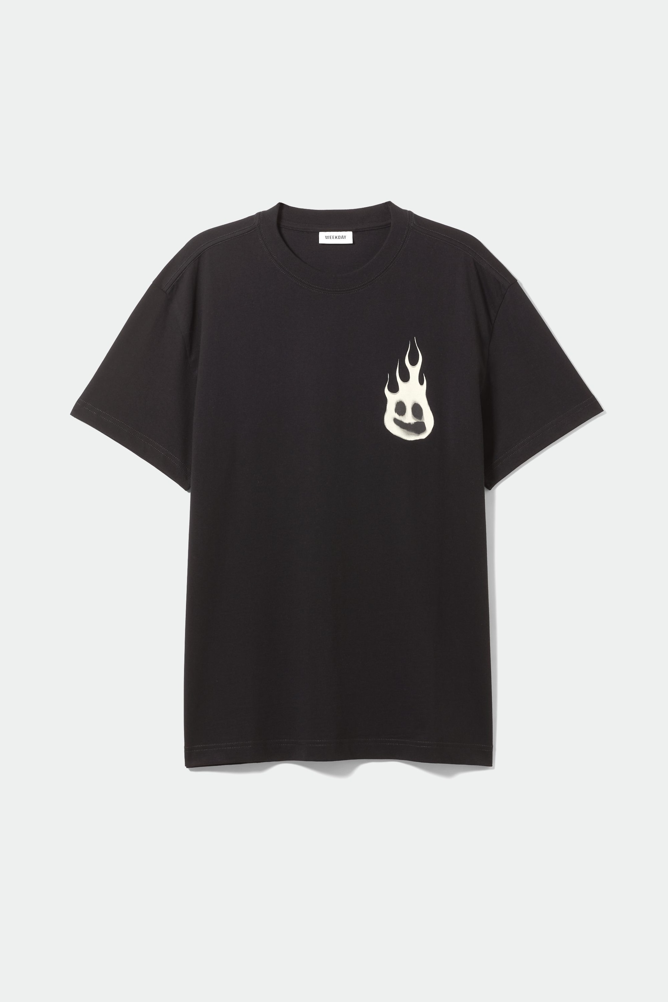 Black w flame face - Oversized Graphic Printed T-shirt - 0