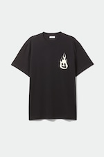 Black w flame face - Oversized Graphic Printed T-shirt - 0