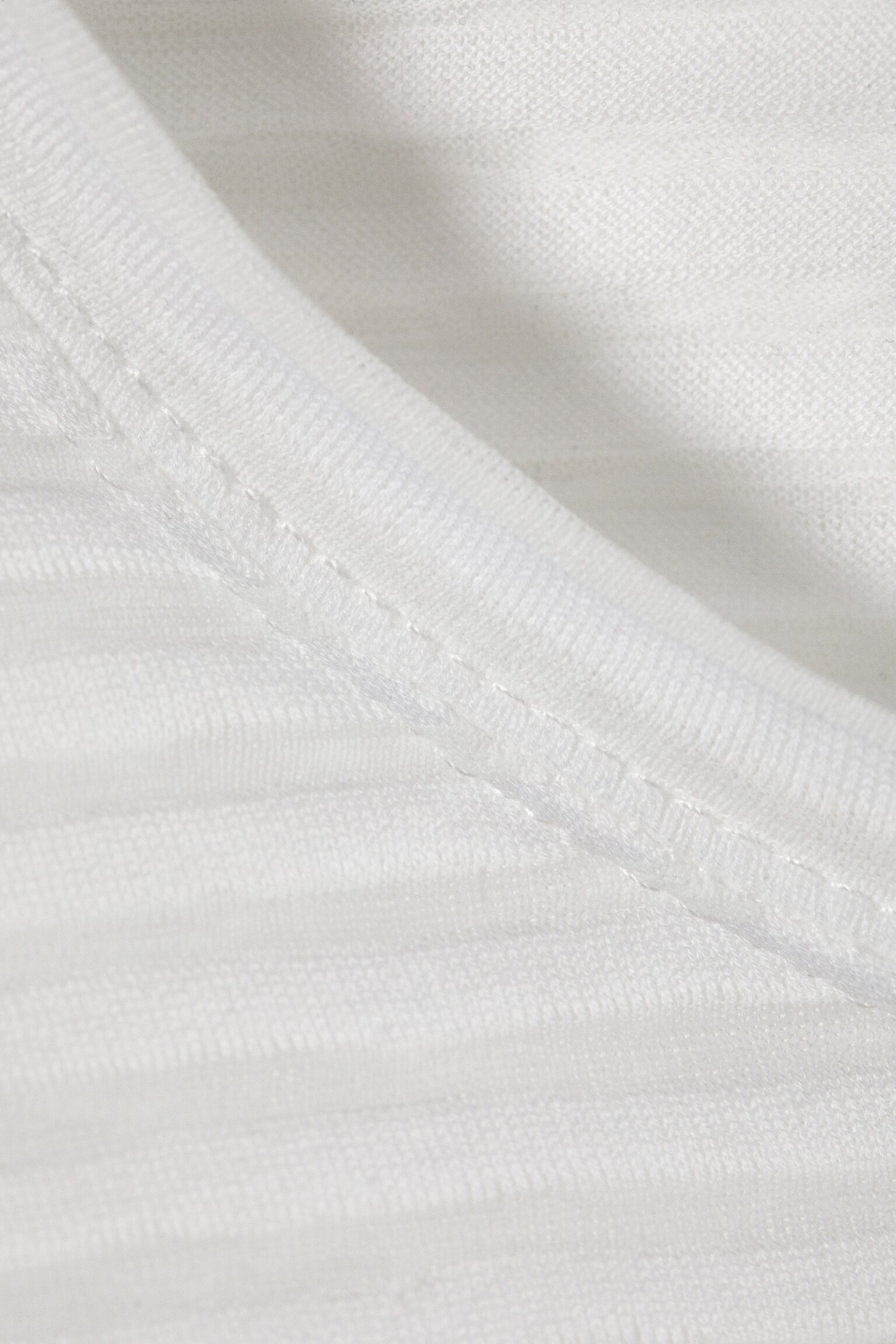 Sheer Ribbed Long-Sleeved Top - White - 2