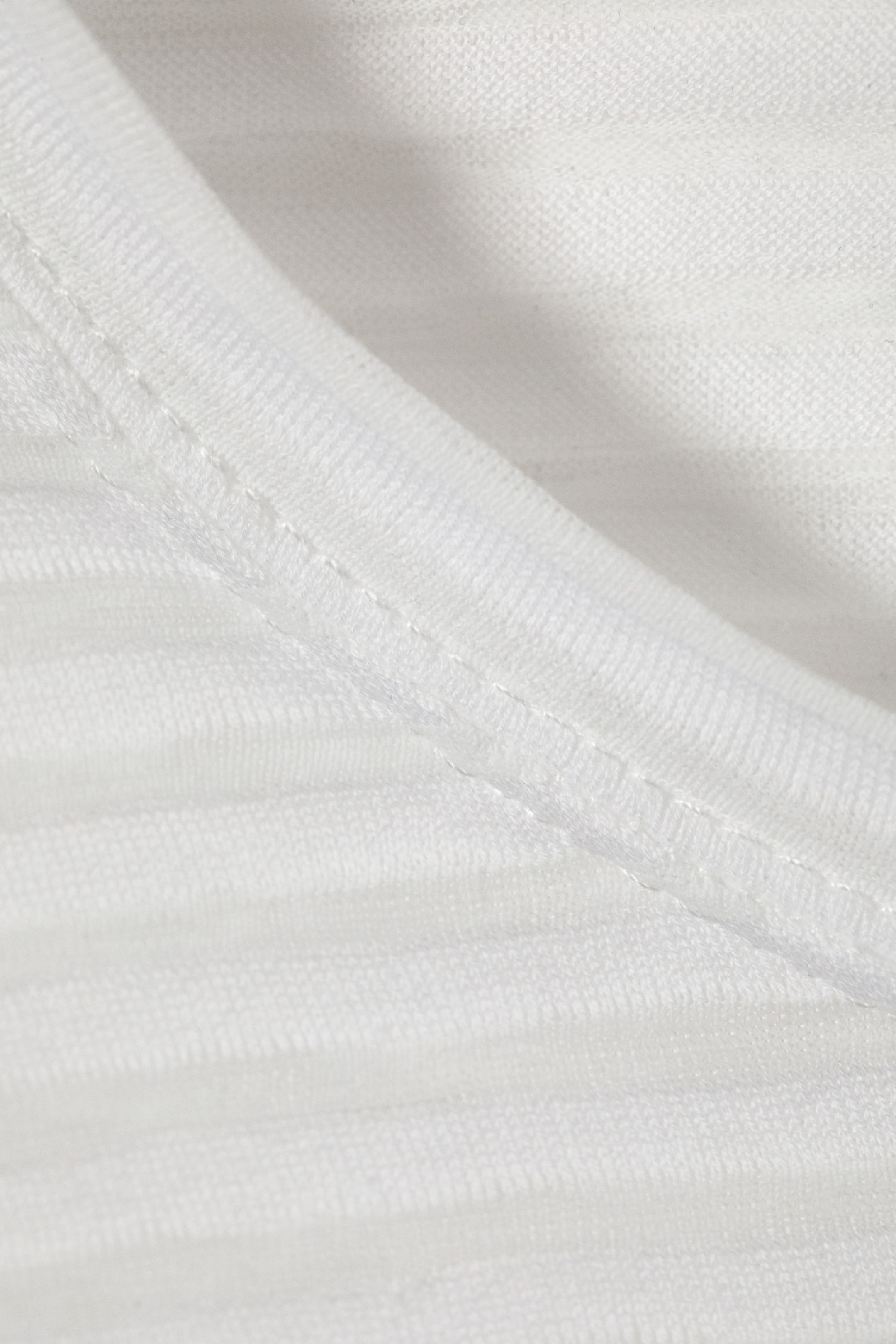 White - Sheer Ribbed Long-Sleeved Top - 5