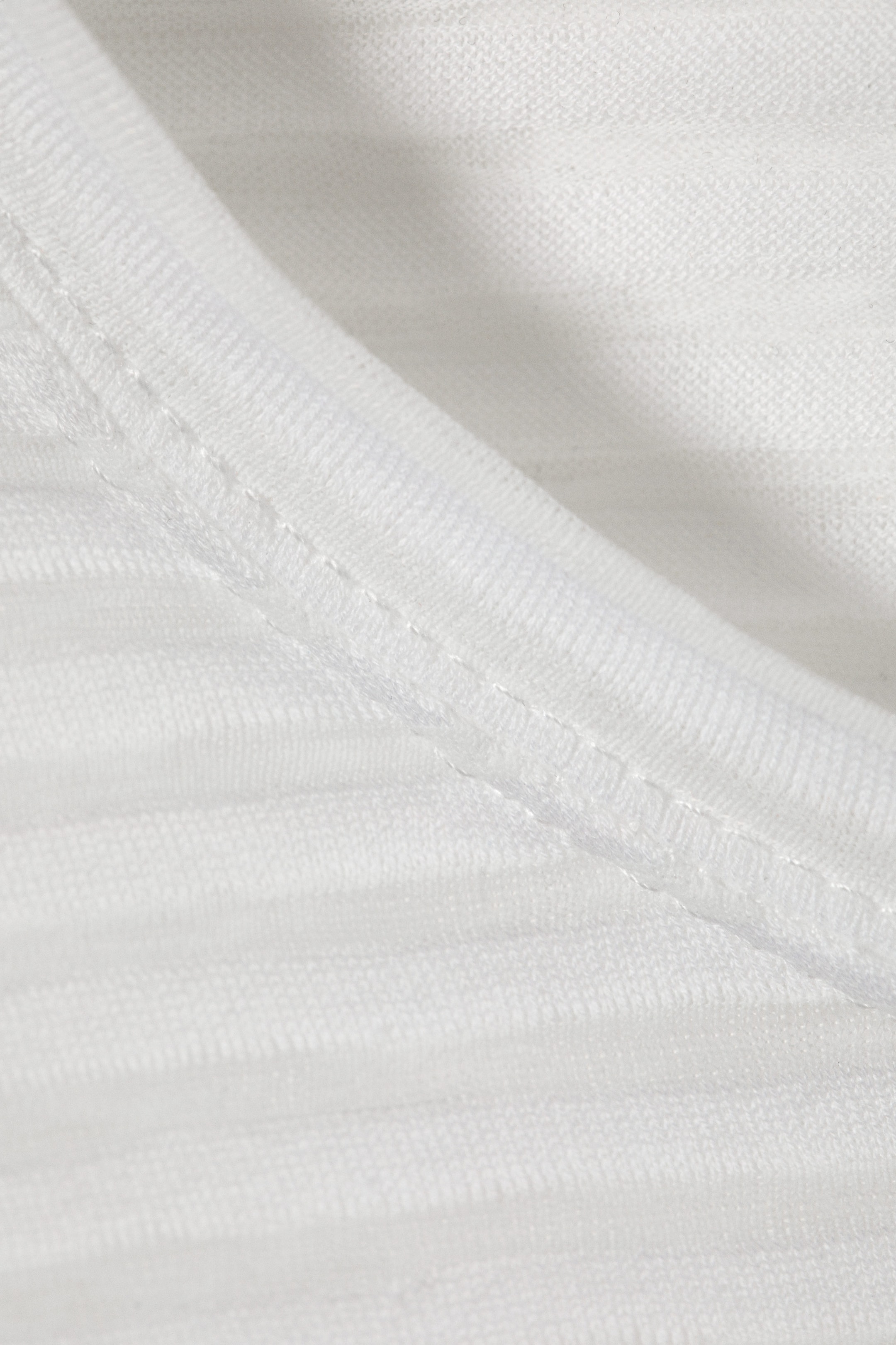 White - Sheer Ribbed Long-Sleeved Top - 2