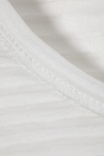 White - Sheer Ribbed Long-Sleeved Top - 1