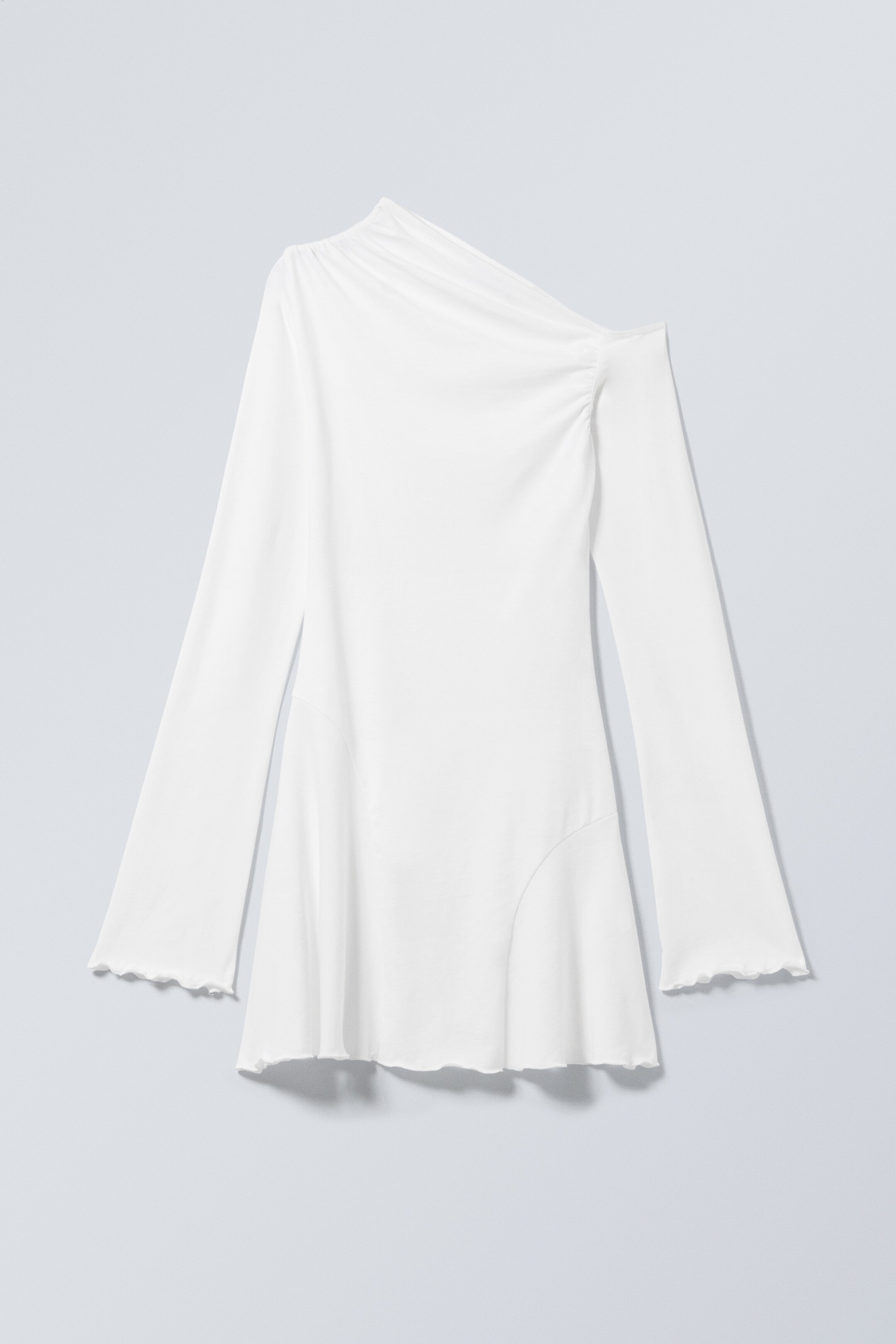 Zobacz większy obraz: Asymetryczna sukienka mini z drapowanej bawełny - Biały - ONA | H&M PL 1