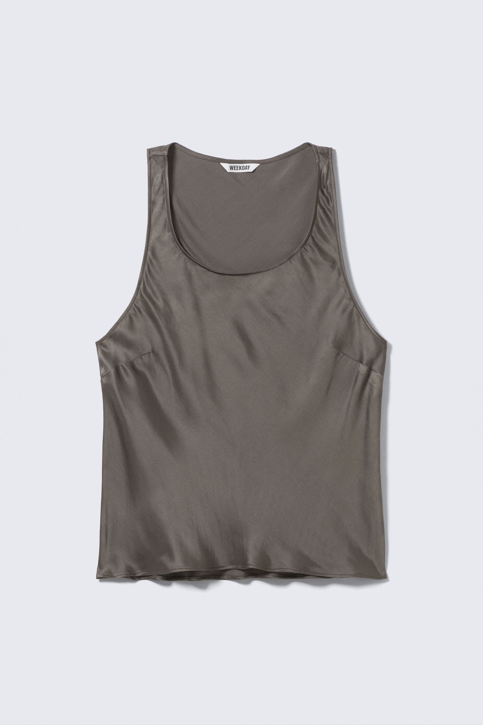 Langes schlankes Satin-Unterhemd - Dunkles Graubraun
