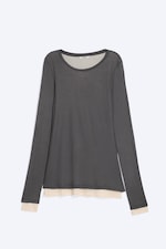 Dark Grey/Beige - Slim Double-Layer Jersey Top - 0
