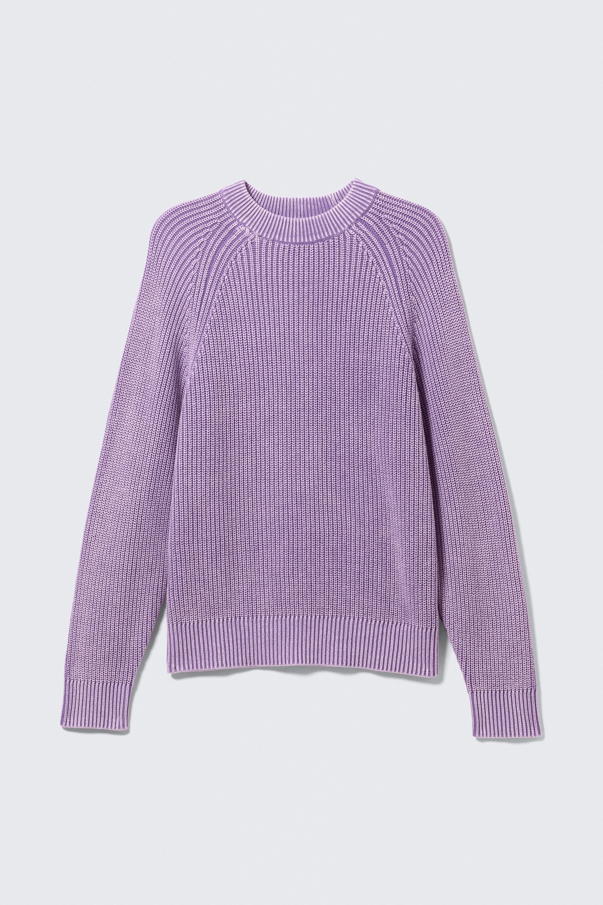 Pull en coton tricoté décontracté - Violet mélangé délavé/Gris foncé délavé