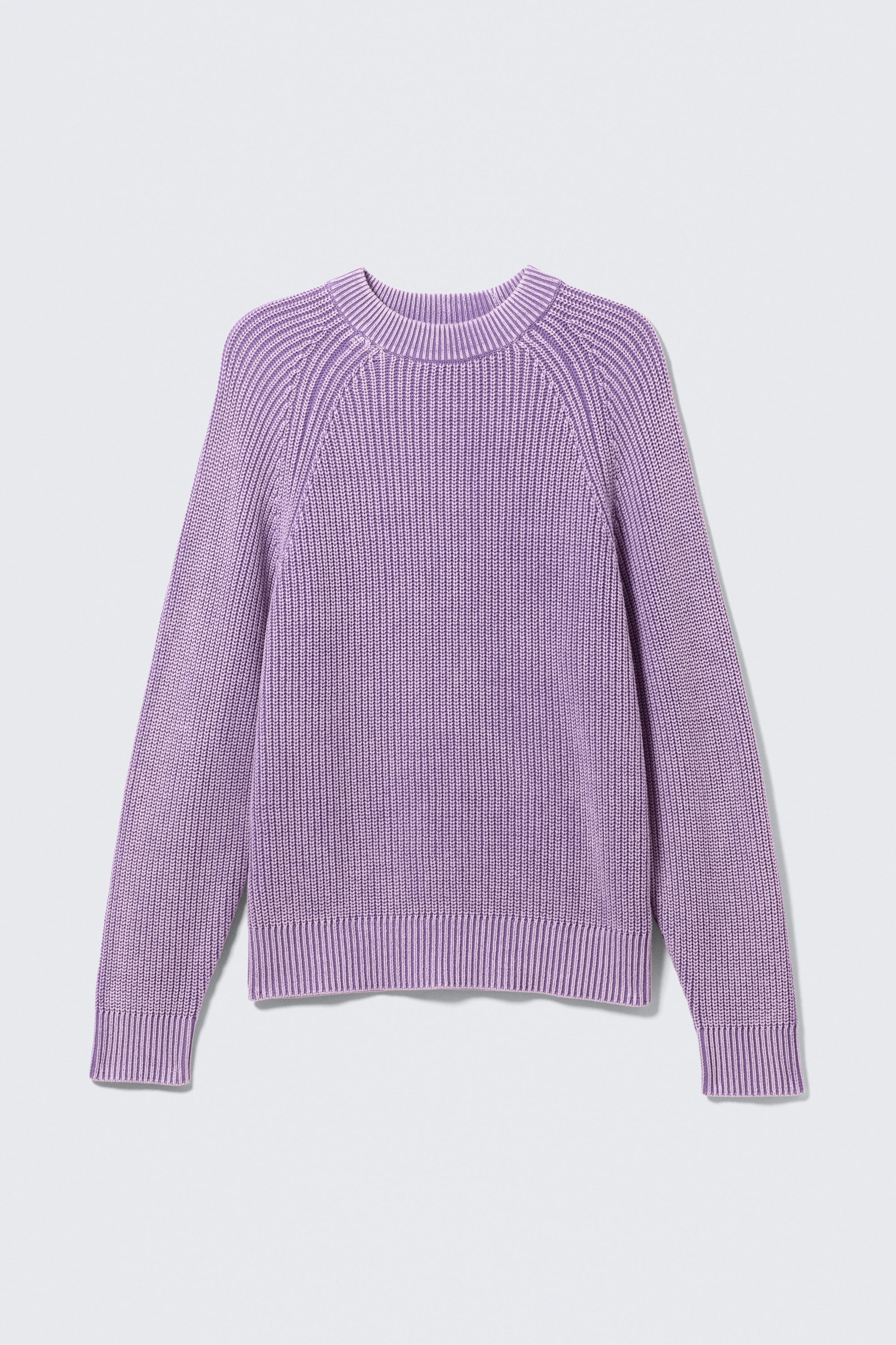 Washed Purple Melange - Relaxed Knitted Cotton Sweater - 4