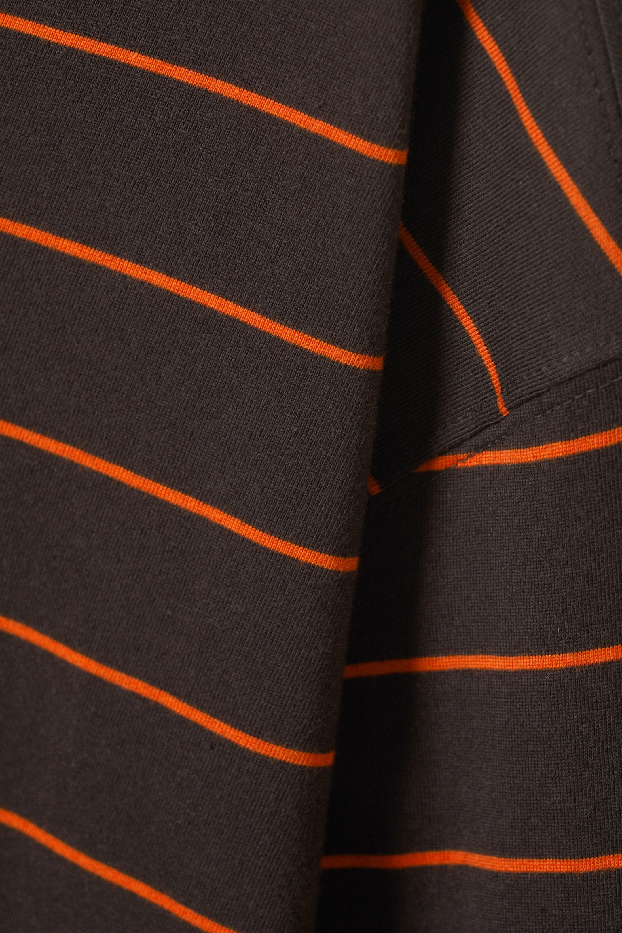 Striped Dark Brown - Long-Sleeved Boxy Cotton T-shirt - 2