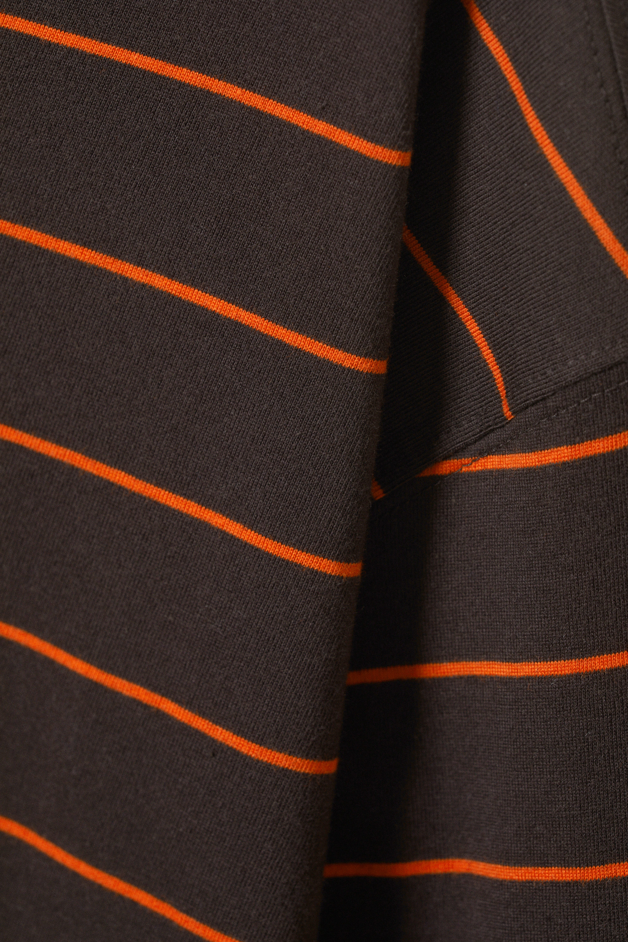 Striped Dark Brown - Long-Sleeved Boxy Cotton T-shirt - 4