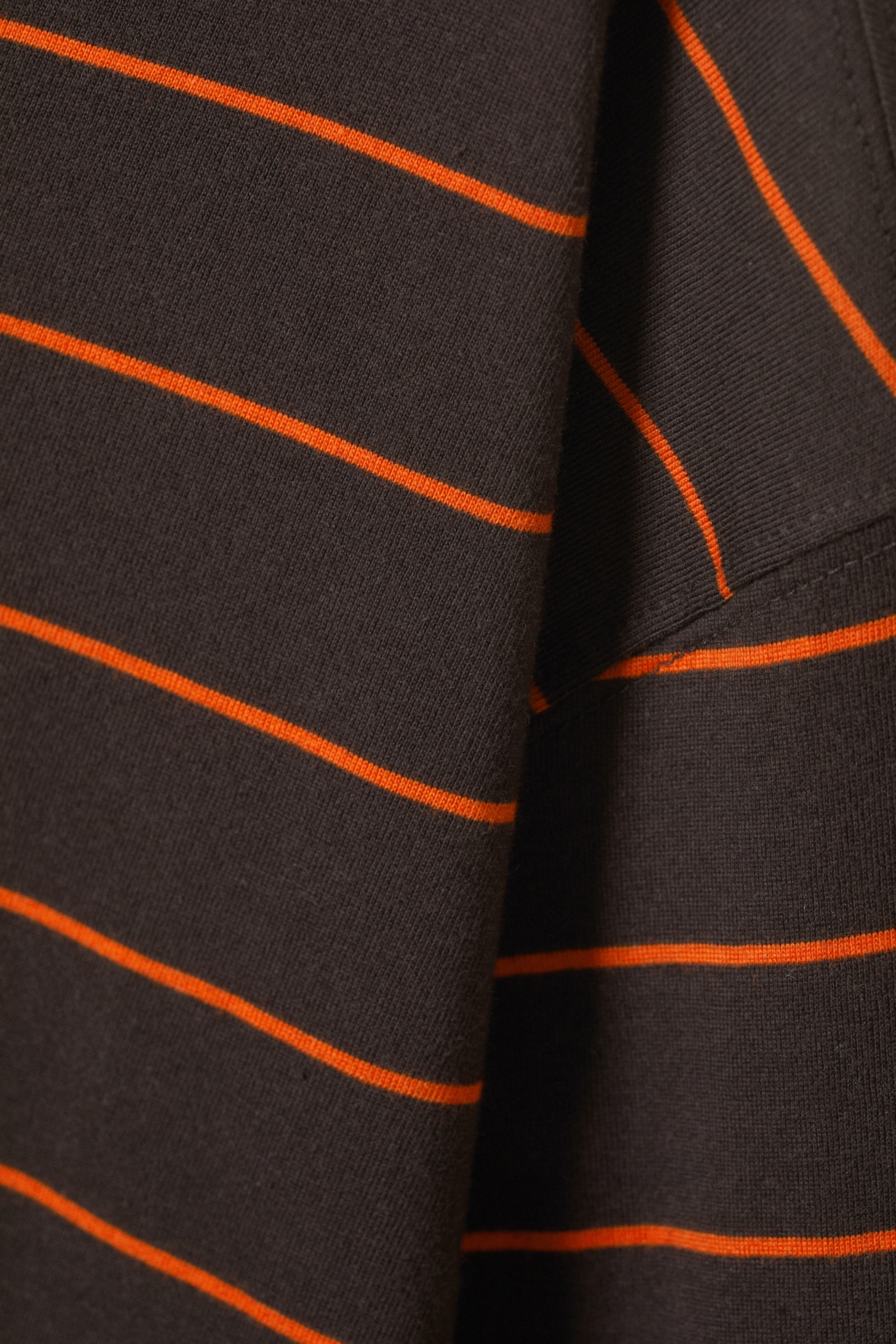 Striped Dark Brown - Long-Sleeved Boxy Cotton T-shirt - 1