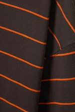 Striped Dark Brown - Long-Sleeved Boxy Cotton T-shirt - 1