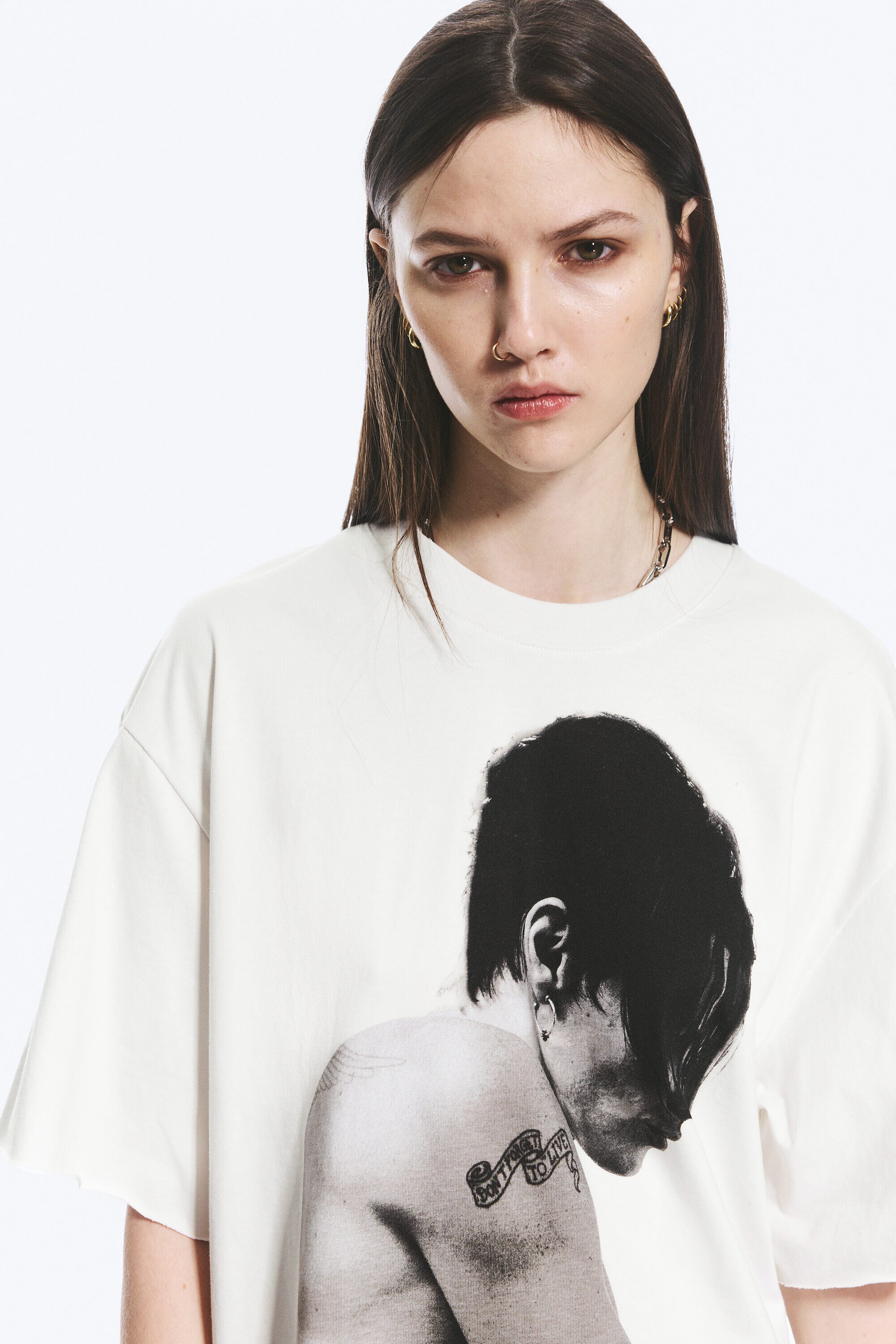 yungblud printed oversized tee - Off-white | Weekday EU