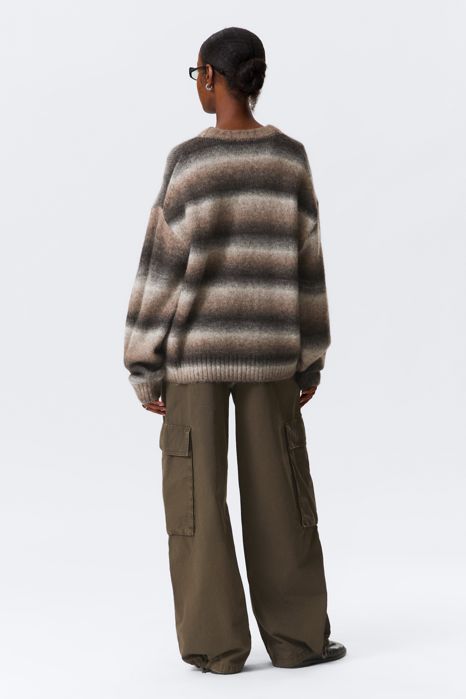Loose Fit Space-Dyed Knitted Sweater - Mole Space Dye/Orange Space Dye - 6