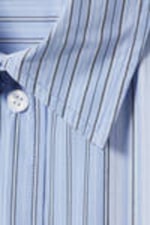 Striped Light Blue - Long-Sleeved Poplin Cotton Shirt - 4