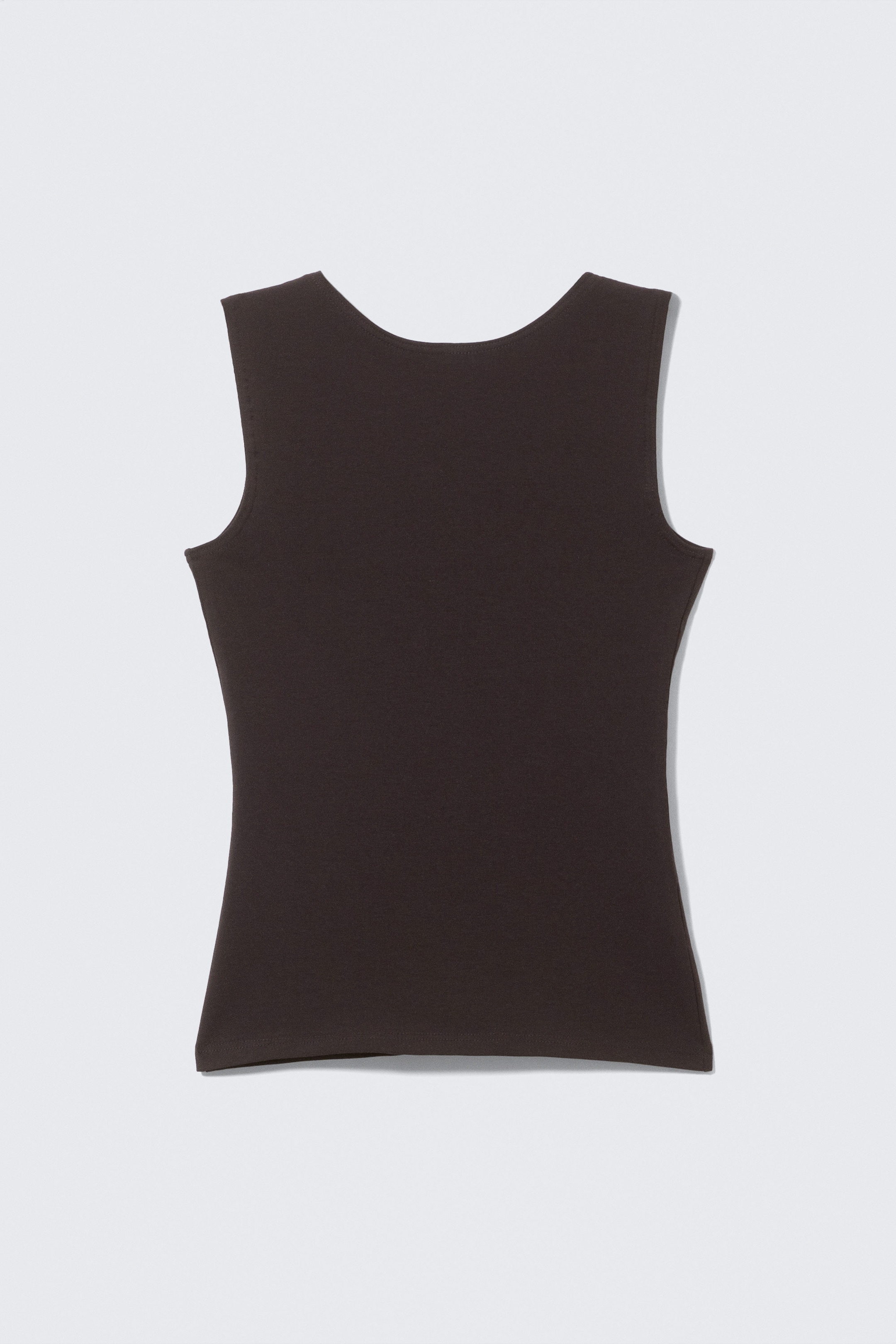 Dunkelbraun - Tanktop mit offenem Rücken und U-Boot-Ausschnitt - 1