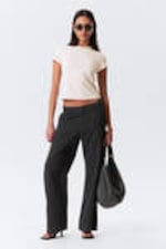 Dark Grey - Loose Carpenter Linen Blend Trousers - 0