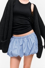 Randig Blå - Minikjol med ballongfåll - 1