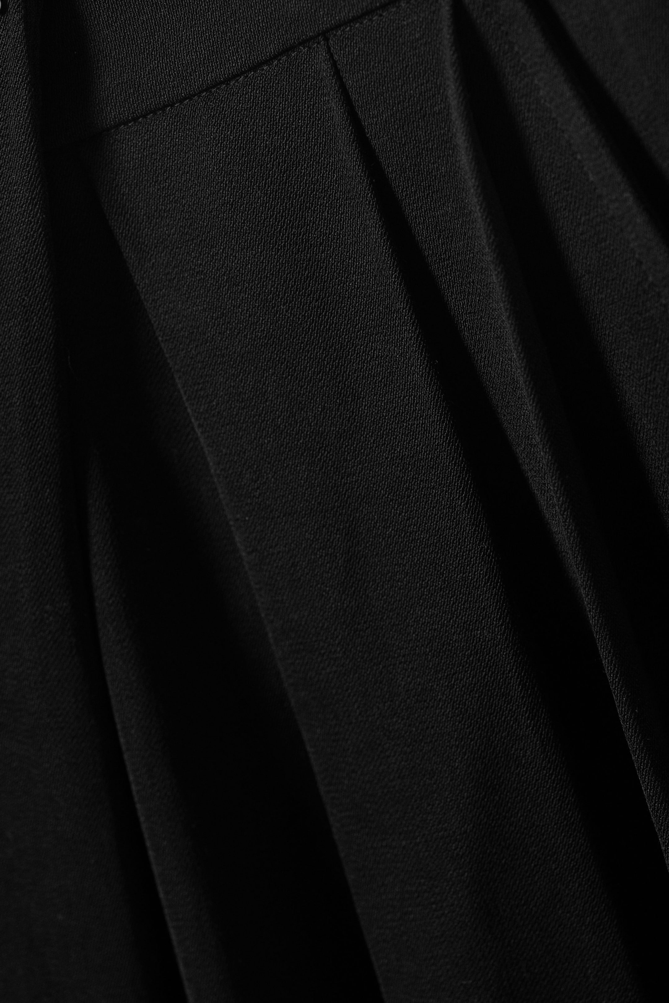 Black - Asymmetric Wide Leg Suiting Trousers - 7